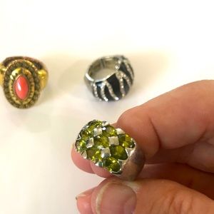 Women’s rings stretch. Pretty green black & coral